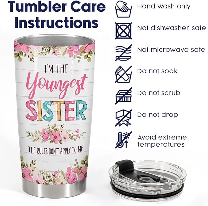 34HD Sister Gifts from Sister, Lilttle Sister Tumbler with Lid 20 oz Stainless Steel, I Would Fight A Bear for You Sister Mug, Sister Coffee Mug, Lil Sister Gifts