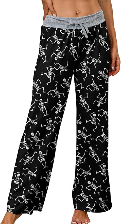 ALISISTER Christmas Womens Pajama Pants Casual Comfy Sleepwear Wide Leg Drawstring Bottoms