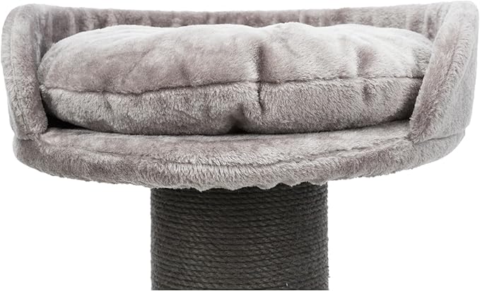 TRIXIE Pepino Cat Scratching Post 35 Inch - Cat Scratcher with Soft Fabric Covering Base and Durable Sisal Rope - with Platform Bed & Dangling Cat Toy - in Gray