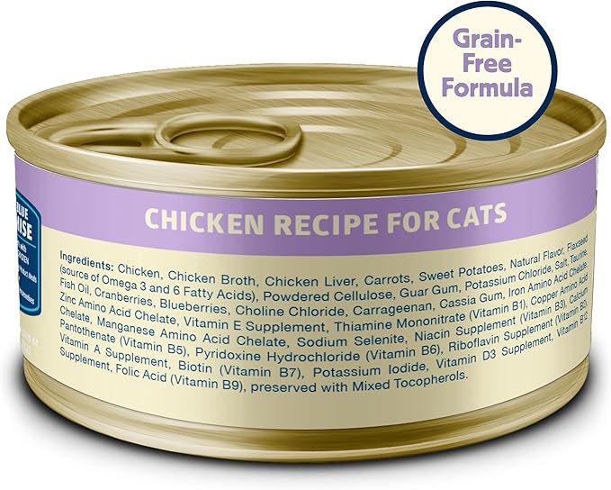 Blue Buffalo Freedom Grain-Free Adult Wet Cat Food, Complete & Balanced Nutrition for Indoor Cats, Made with Natural Ingredients, Chicken Recipe, 3-oz. Cans (24 Count)