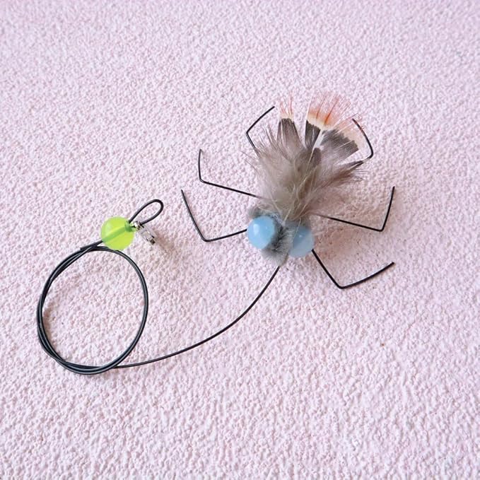 Cat Feather Toy Refills Flies with Cord 5pcs Interactive Cat Toy Kitten Toys Teaser Wand Attachments Refills Cat Fishing Pole Toys (5pcs Refills)