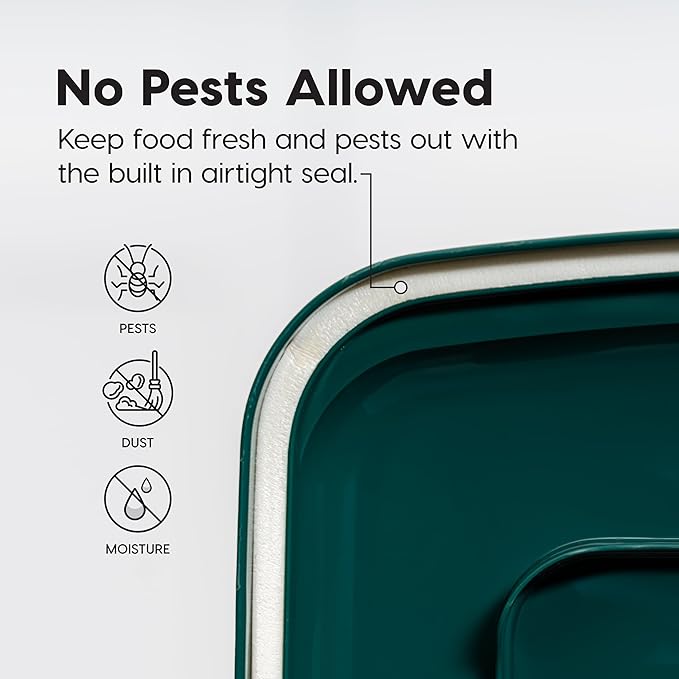 Remington WeatherPro Airtight Dog Food Storage Container, Up to 22 lbs, Attachable Wheels, For Dog Cat Bird and Other Pet Food Storage Bin, Keep Fresh, Translucent Body, Green