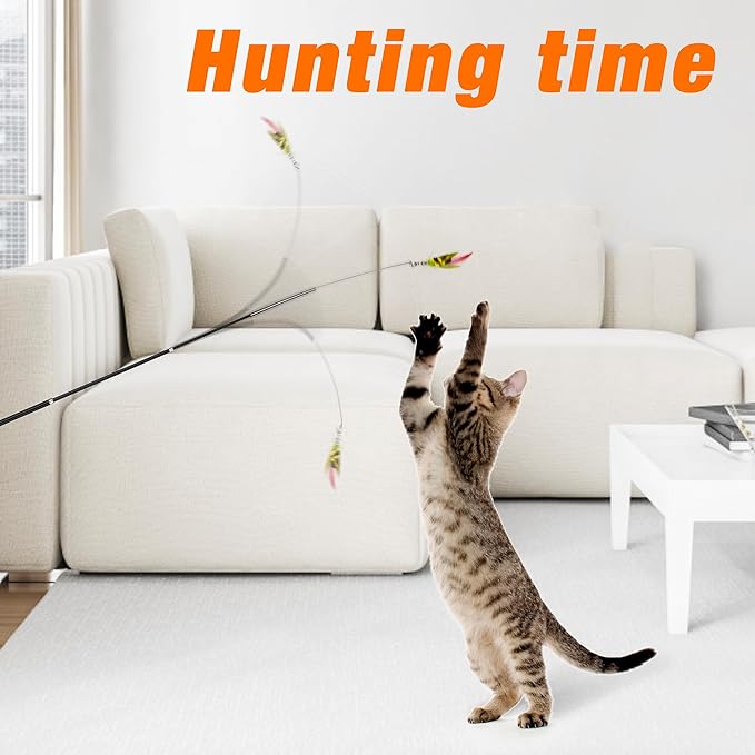 JXFUKAL Cat Feather Toy Refills, 3Pcs Simulation Mini Insects Cat Lures Cat Wand Attachment Cat Toys Replacement for Kitty Kitten Indoor Cats Cat Accessories