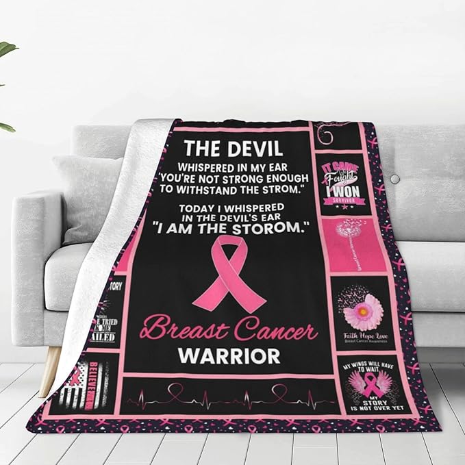 Breast Cancer Blanket Breast Cancer Awareness Throw Blanket Ultra Soft Cozy Fuzzy Plush Fleece Butterfly Blanket Breast Cancer Gifts for October Girls Friends Women After Surgery 40"X50"