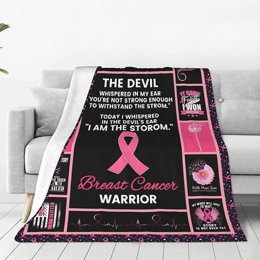 Breast Cancer Blanket Breast Cancer Awareness Throw Blanket Ultra Soft Cozy Fuzzy Plush Fleece Butterfly Blanket Breast Cancer Gifts for October Girls Friends Women After Surgery 40"X50"