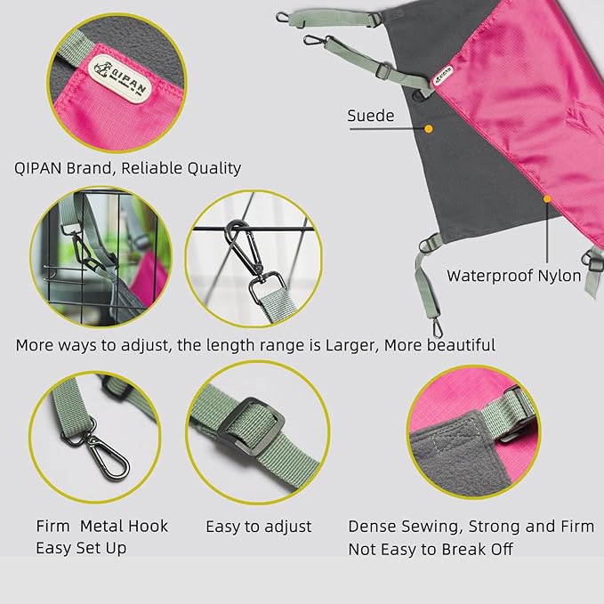 Cat Hammock,Cat Hammock for Cage,Washable Soft Outdoor Cat Mat,Waterproof Cooling Kittens Pad,Small Animals Hammock for Cats (Large, Red)