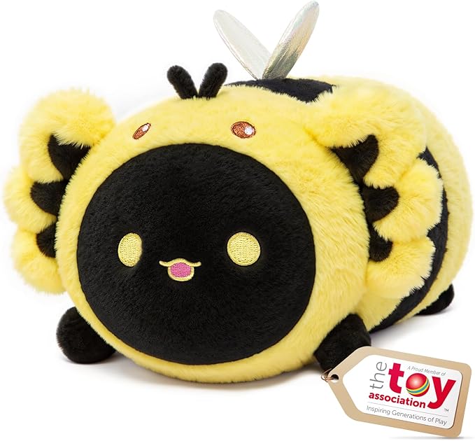Cute Black Axolotl Bee Plush, Kawaii Plushies Honeybee Stuffed Toy, Axolotl Plushie with Bee Outfit Costume, Animal Hugging Cuddly Pillow, Soft Squishy Gifts for Girls Kids(8 Inch)
