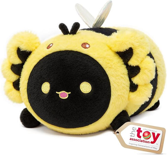 Cute Black Axolotl Bee Plush, Kawaii Plushies Honeybee Stuffed Toy, Axolotl Plushie with Bee Outfit Costume, Animal Hugging Cuddly Pillow, Soft Squishy Gifts for Girls Kids(8 Inch)