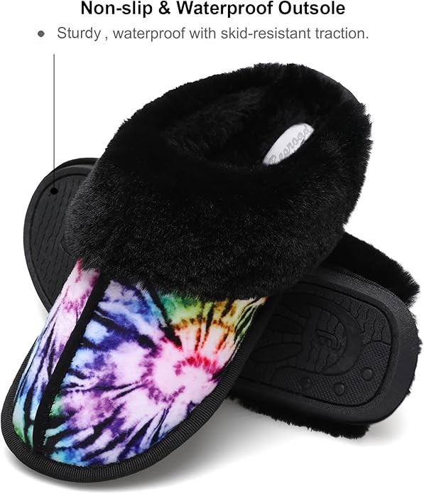 Besroad Winter Fuzzy House Slippers Sandals Plush Faux Fur Fluffy Flats Slippers Warm Slide Shoes for Women