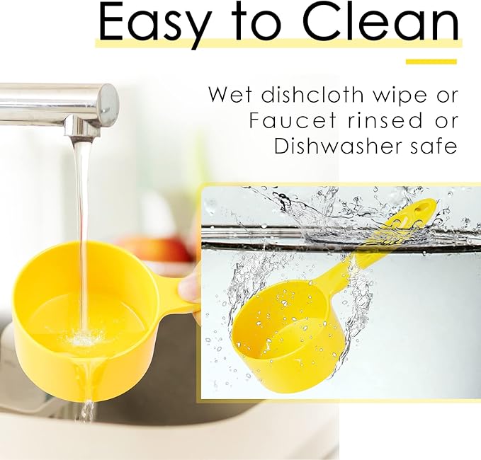 SUPERDESIGN 1 Cup Dog Food Scoop for Container Melamine Measuring Scoop for Dogs Cats Birds and Rabbits Pet Food Feeding Scoop Dishwasher Safe - Yellow