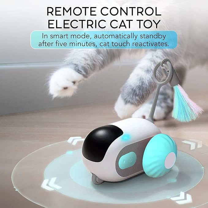 PawPetsLove -Robotic Interactive Cat Mouse Toys for Indoor Cats Exercise Toys for All Breeds Easily Glides on Rugs and Over Cords (Rechargeable)