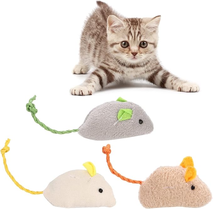 3Pcs Cat Toy, Simulation Cat Plush Toy Cat Catching Toy Dental Cat Nip Chirping Toy Cat Chew Exercise Toy for Indoor Cats and Kittens