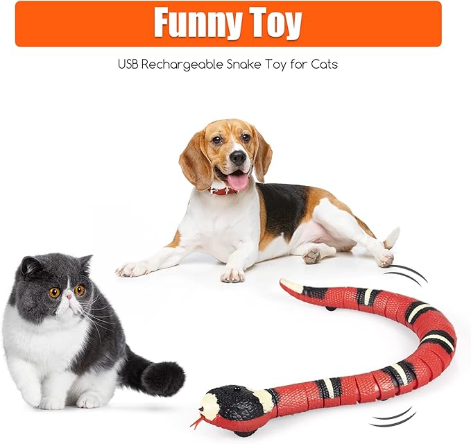 Cat Toys Electronic Smart Sensing Snake Toy for Pet Cat Toy Cat Interactive Toys with Sensing and Obstacle Avoidance Function USB Snake Toy Keep Cats Busy, Cat Toys
