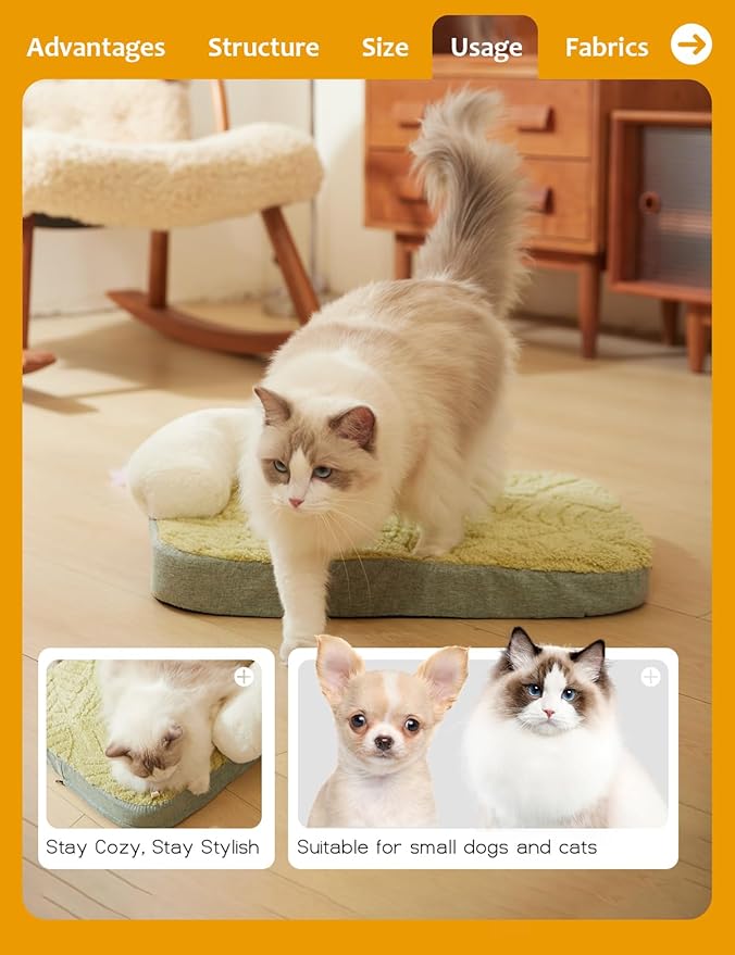 Small Medium Dog Bed, Washable Dog Bed with Removable Cover and Nonskid Bottom, Fuzzy Warm Dog Bed Indoor with Neck Pillow for Dog Cat Sleeping, 30x20 Inches