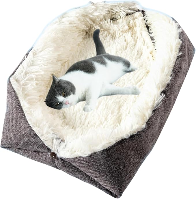 Cat Beds Small Dog Bed, Self Warming Cat Dog Mat Washable Warm Fluffy Pet Pad Calming Cushion Soft Kitty Bed for Indoor Outdoor Crate Pets Cat Small Dog Sleeping (White)