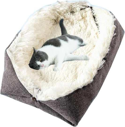 Cat Beds Small Dog Bed, Self Warming Cat Dog Mat Washable Warm Fluffy Pet Pad Calming Cushion Soft Kitty Bed for Indoor Outdoor Crate Pets Cat Small Dog Sleeping (White)