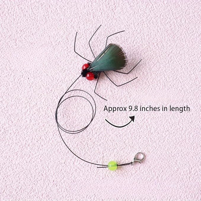 Cat Feather Toy Refills Flies with Cord 5pcs Interactive Cat Toy Kitten Toys Teaser Wand Attachments Refills Cat Fishing Pole Toys (5pcs Refills)