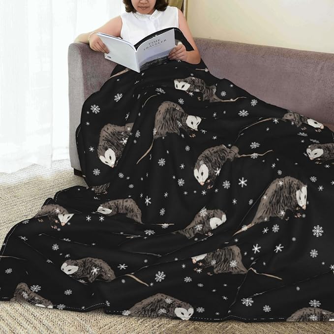 Opossum Throw Blanket Soft Cozy Plush Warm Fleece Blanket for Sofa Couch Bed 80"X60"