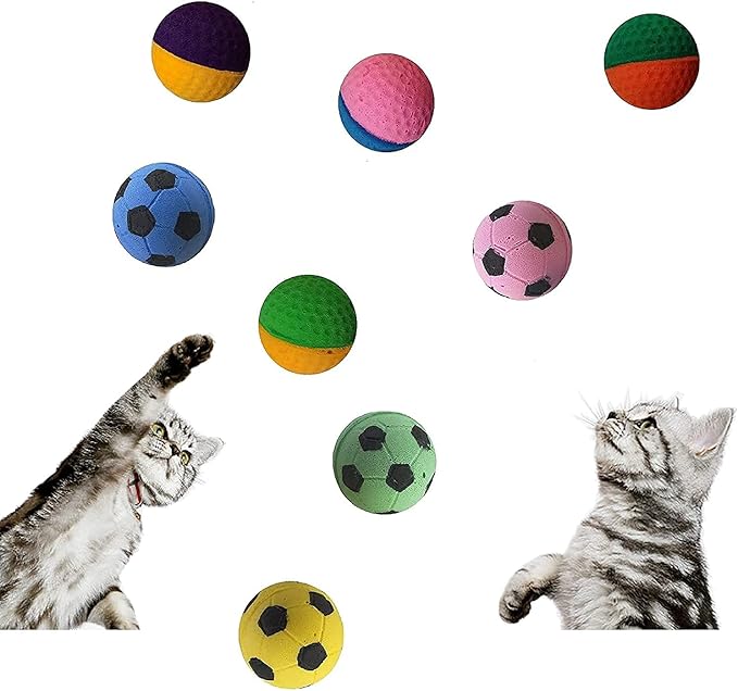 24 Pack Foam Soccer Balls Cat Toys for Indoor Cats (24Pcs Mixed Sponge Ball)