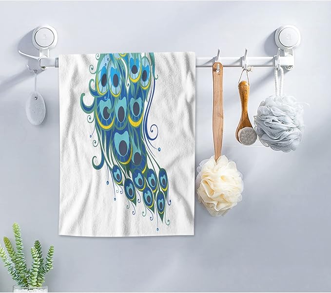 AOYEGO Peacock Hand Towel Blue Peacock Bird Feather Decorative Soft Highly Absorbent Bath Towels Home Hotel Spa Bathroom Towel 15x30 Inch