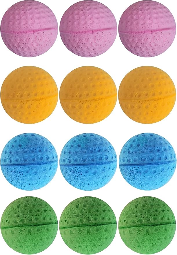 Cat Foam Ball Cat Sponge Ball Toy Cat Soccer Ball Toy (Golf Foam Sponge Ball, Count, 48)