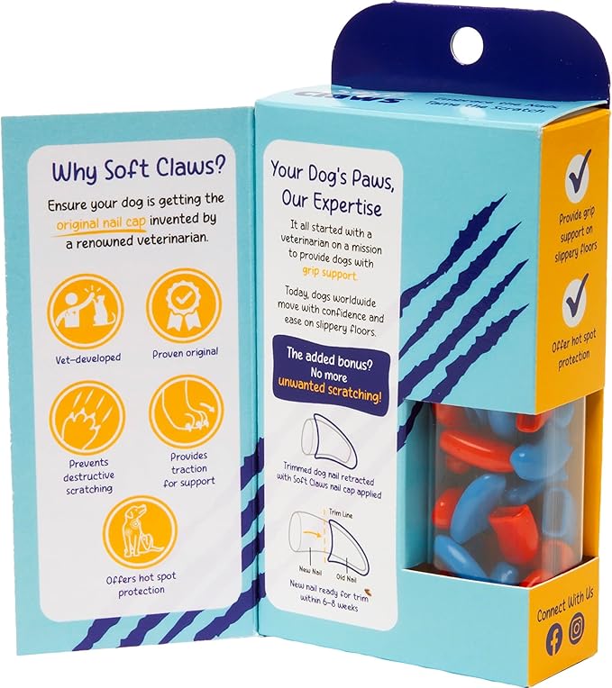 Soft Claws Canine 40-Pack Summer Colors Dog Nail Caps Kit, Medium, Red and Blue