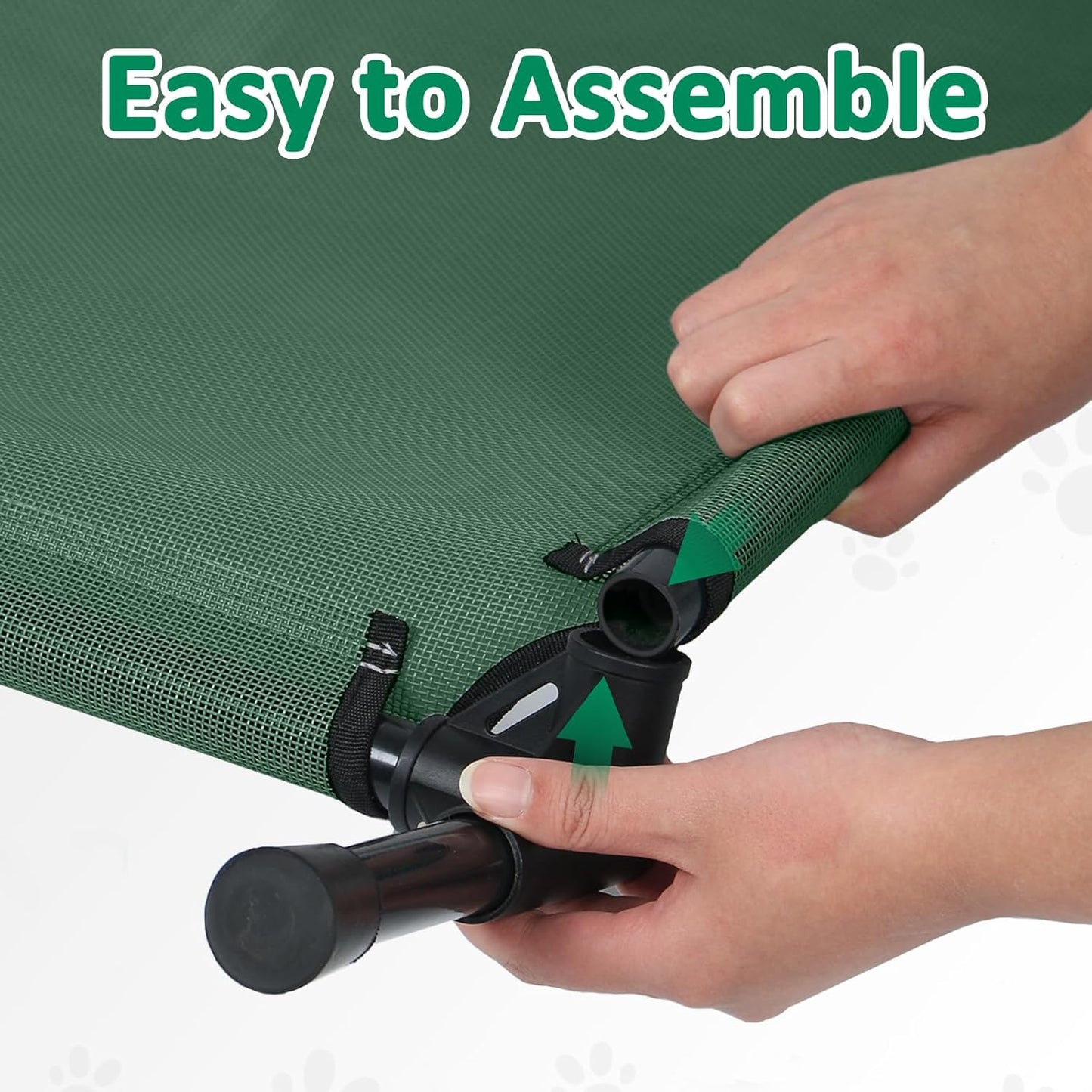 42 Inch Cooling Elevated Dog Cots Beds for Large Dogs, Lifted Pet Hammock Bed with Washable & Breathable Mesh, Non-Slip Feet, Raised Dogs Place Bed (L, Green)