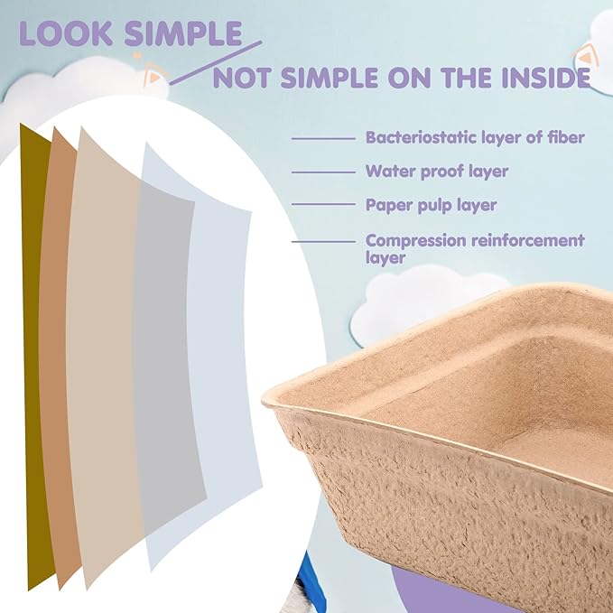 8 Pieces Disposable Litter Boxes for Cats Paper Cat Litter Tray Portable 2 in 1 Kitten Litter Box for Cat, Hamster, Guinea Pig, Mice, Small Animals, 16.7 x 12.8 x 4.1 inch