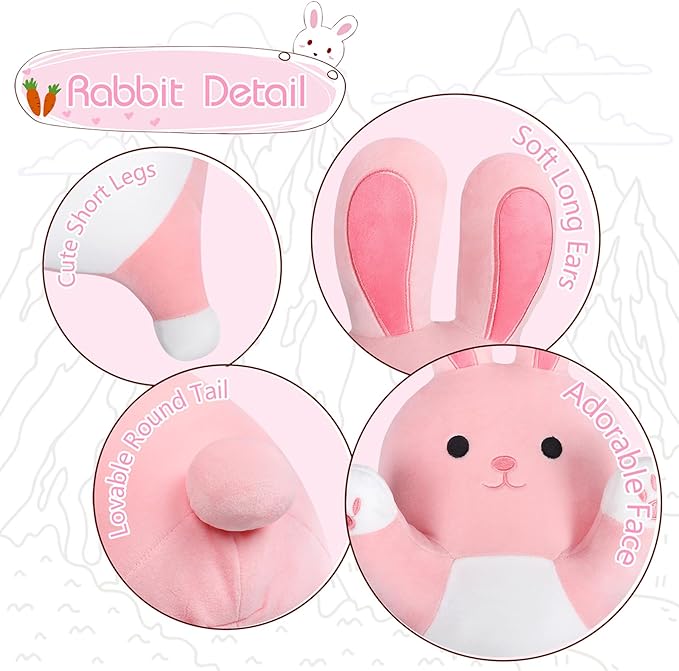 Long Rabbit Plush Pillow,35.5" Large Bunny Stuffed Animal,Weighted Bunny Plush,Cuddly Sleeping Hugging Pillows, Soft Giant Body Pillow,Beloved Plush Toy Gift at Birthday Easter