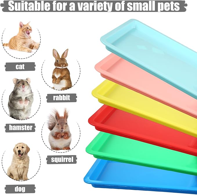 6pcs Kitten Litter Box, Plastic Cat Litter Trays Colorful Kitten Litter Pan Cat Waste Tray for Indoor Kittens (6 Colors)