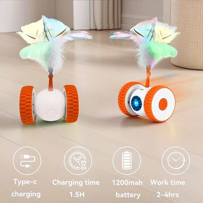 Cat Toys Cat Remote Control Toy, APP Bluetooth Connect Remote Control Cat Toys for Indoor Cats Electronic Automatic Moving Mouse Cat Toy with 6 Lights USB Rechargeable