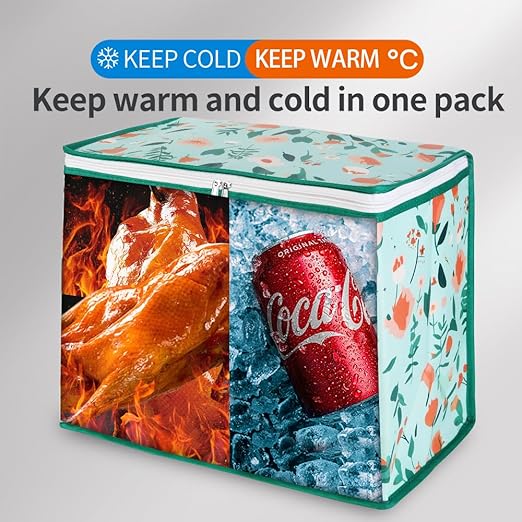 Bodaon 1-Pack Insulated Reusable Grocery Shopping Bags, X-Large Picnic Cooler Bag with Zipper/Zippered Top Cold, Insulated Food/Pizza Delivery Bag for Catering/Doordash/Uber Eats