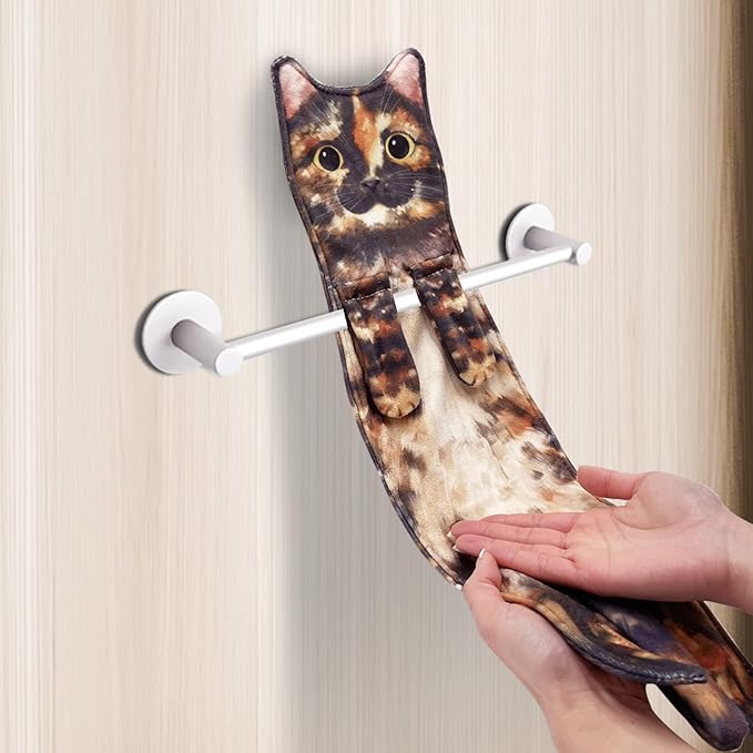 Hand Towels for Bathroom Kitchen,Cute Cat Quick-Dry Hanging Hand Towels Decorative for Bathroom Face Towels,Funny Gifts for Cat Lovers (Ginger)