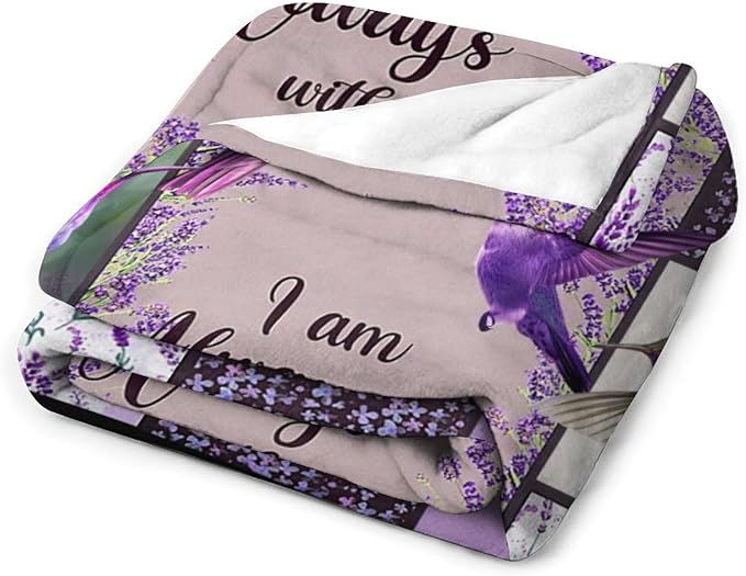 Hummingbird Print Blanket Purple Lavender Bird Animal Throw Blankets for Couch Sofa Bed Stuff Decor Soft Cozy Fleece Plush Flannel Blanket for Baby Adults Lover Men Women 40"x50"