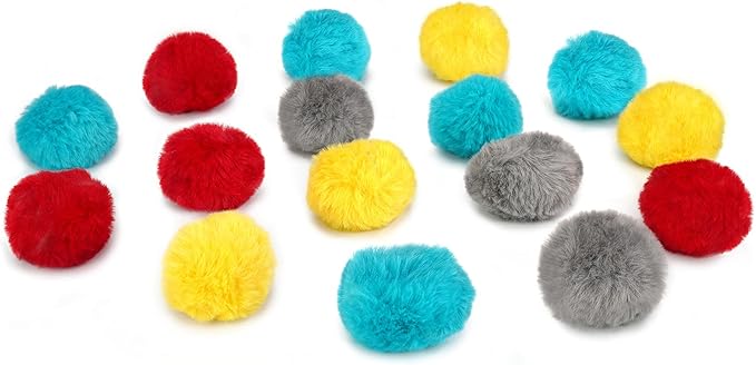 CHIWAVA 24PCS 1.8" Catnip Furry Cat Toys Ball Soft Pom Pom Balls Kitten Chasing Quiet Play Assorted Color