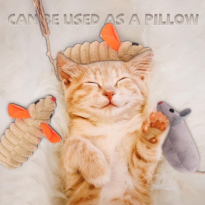 Catnip Toys, Silvervine Cat Toy, 3 Pcs Cute Cat Toys for Indoor Cats, Soft Plush Cat Mice Catnip Toys, Interactive Cat Teething Chew Toy for Cat Kitten Kitty