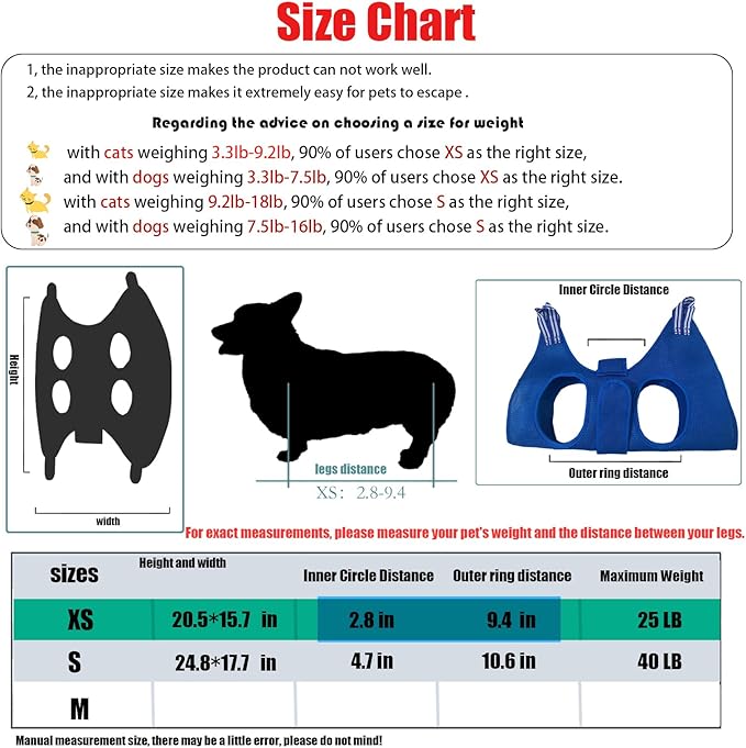 Cat and Dog Grooming Hammock with Safety Belt for Nail Clipping、Grooming,Cat Bathing Bag for cat Nail Trimming,Pet Claw Care Bag, Dog Grooming Harness（XS,Be Sure to Check The Size Chart）