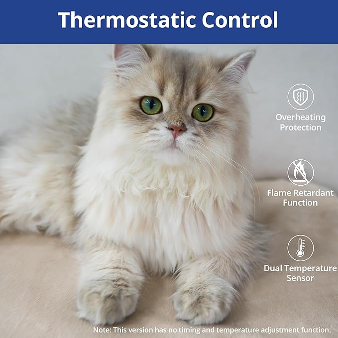 NICREW Pet Heating Pad for Dogs and Cats, Heated Cat Bed with Steel-Wrapped Cord and Soft Fleece Cover, 17.7 x 15.7 Inches, 30 Watts