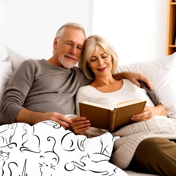 Cat Blanket Soft Cozy Flannel Throw Blanket Warm Lightweight Blankets Gifts for Cat Lovers Kids Girls Women Adults 80"x60"