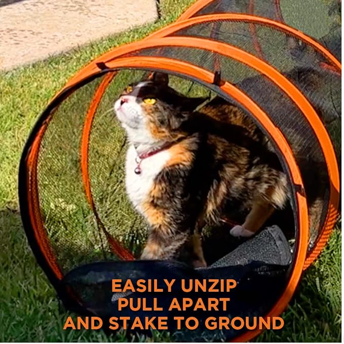 Trenton Gifts Cats Ultimate Playtime Experience with our 5 FT. Indoor/Outdoor Steel Spring Frame Cat Tunnel - Complete with Carry Case for Easy Transport