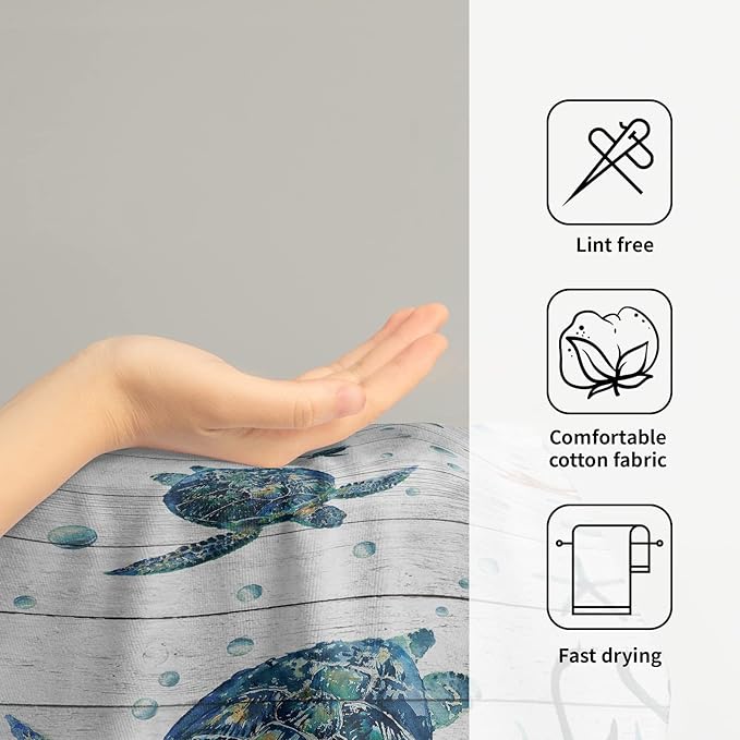 Sea Turtle Hand Towels Set of 2 Tropical Ocean Guest Bath Towel Soft Fingertip Kitchen Dish Towel Gym Spa Home Bathroom Decorations