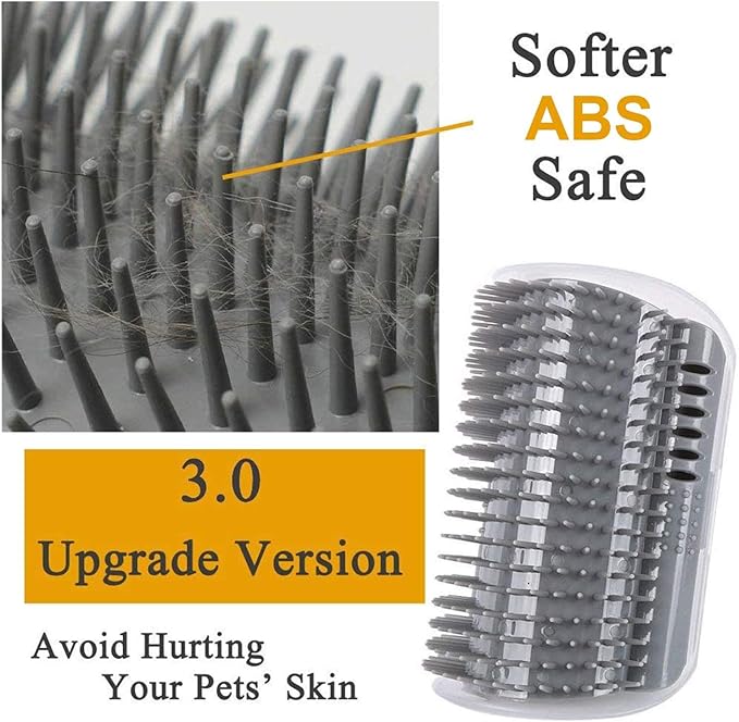 3.0 Softer Cat Self Groomer with Catnip, Dog Cat Corner Groomer,Wall Corner Scratcher Comb,Grooming Massage Brush, Perfect Scratch Massager Tool for Long & Short Fur Kitten 1