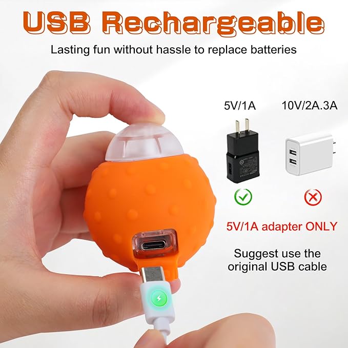 Interactive Cat Toy Ball, Touch Activated Cat Toys for Indoor Cats with Chirping Bird, Automatic Rolling Ball, Rechargeable Self Play Cat Toys