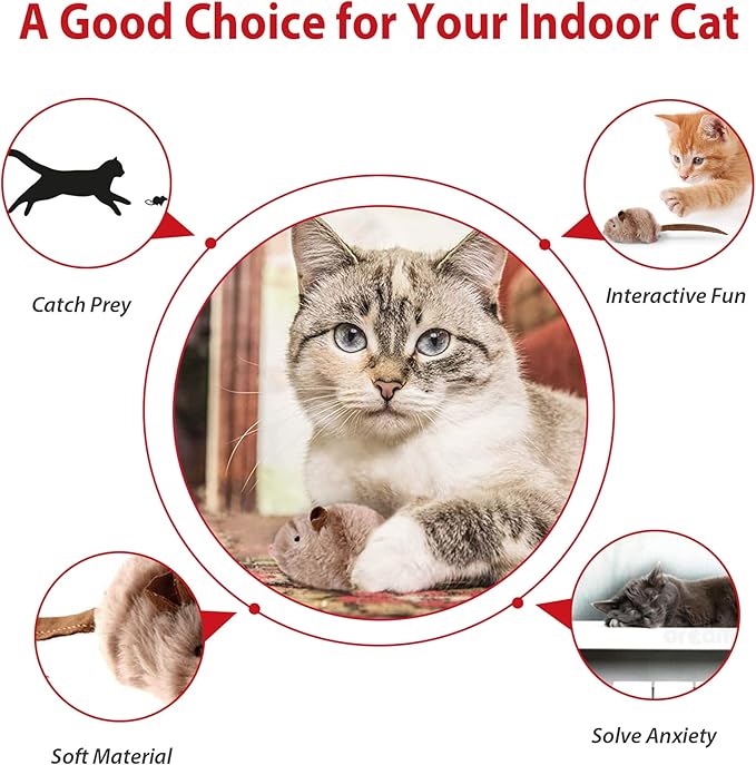 Gigwi Interactive Cat Toy Set, Squeaky Cat Feather Toys for Indoor Cats, 3PCS Cat Plush Toy Pack Including Mouse Hunt Cat Toy, Cat Chase Bird Toy, Cat Chirping Cricket Toy