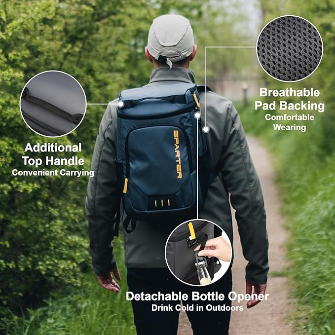 Backpack Cooler Insulated Leak Proof 30/45 Cans, 2 Insulated Compartments Thermal Bag, Portable Lightweight Beach Travel Camping Lunch Backpack for Men and Women