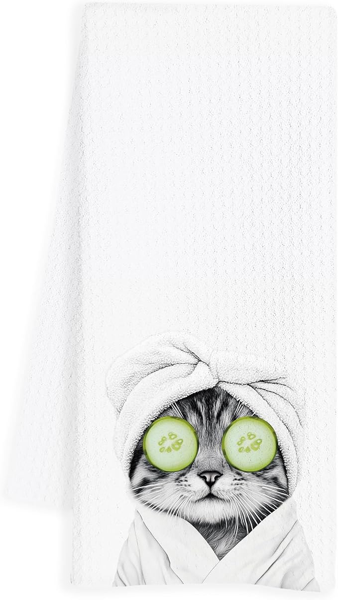 Funny Cat Hand Towels, Cat Gifts for Women Cat Lovers, Cat Lady Gifts, Cat Bathroom Hand Towels, Cute Hand Towels for Bathroom, Cat Bathroom Decor, 16x24 Inch