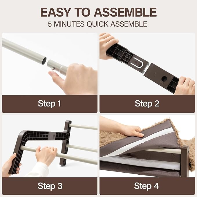 MEWOOFUN Cat Couch,Cat Sofa Elevated Cat Bed Small Elevated Dog Bed Cat Beds for Indoor Cats Kitten Bed with Non-Slip Bottom Pet Bed Indoor/Outdoor Up to 44 Lbs(Plush Brown)