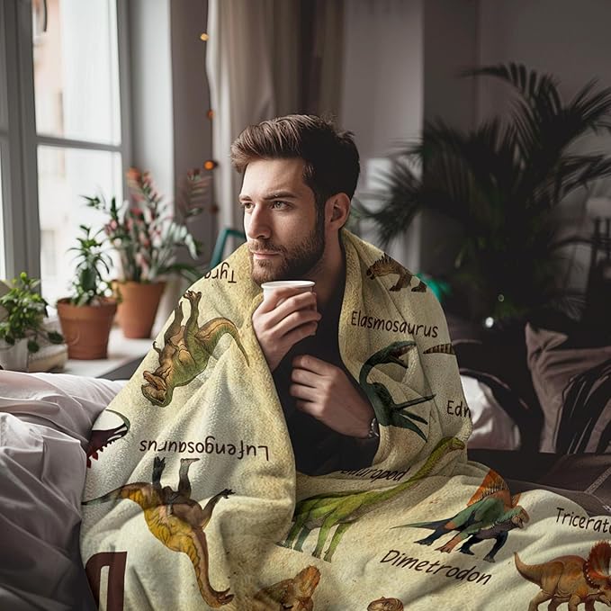 Dinosaur Blanket for Kids, Educational Gifts for Dinosaur Lovers Children Boy Girl, Jurassic World Dinosaurs Throw Blanket Ultra-Soft Skin-Friendly for Sofa Bed Home Dino Room Decor 50 * 40in