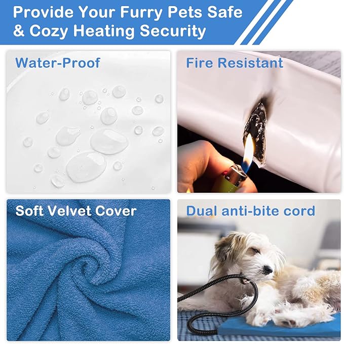 Outdoor Heating Pad for Cats,Cat Warming Pad for Feral Cats Outside, Cat Warmer with Timer, Pet Heating Pads for Cats Indoor,Electric Heating Pad for Outdoor Cat House,Heated Cat Pad