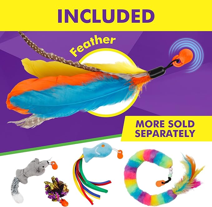 Snatch - Magnetic Cat Wand Toy - Telescoping, Durable Cat Feather Toy - Cat Fishing Pole Toy - Teaser Wand String Toy - Heavy Duty Cat Stick Toy - Cats Can Really Catch!